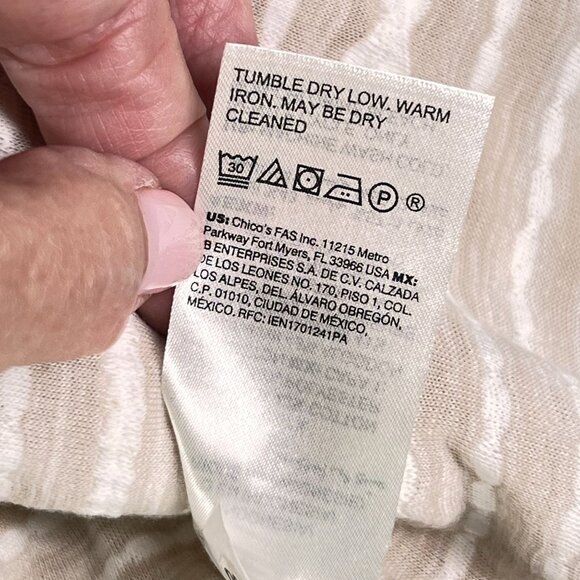 NWT Chicos Striped Cardigan Jacket Beige Sand Sz 3 XL 16 Open Front Textured - Picture 10 of 14